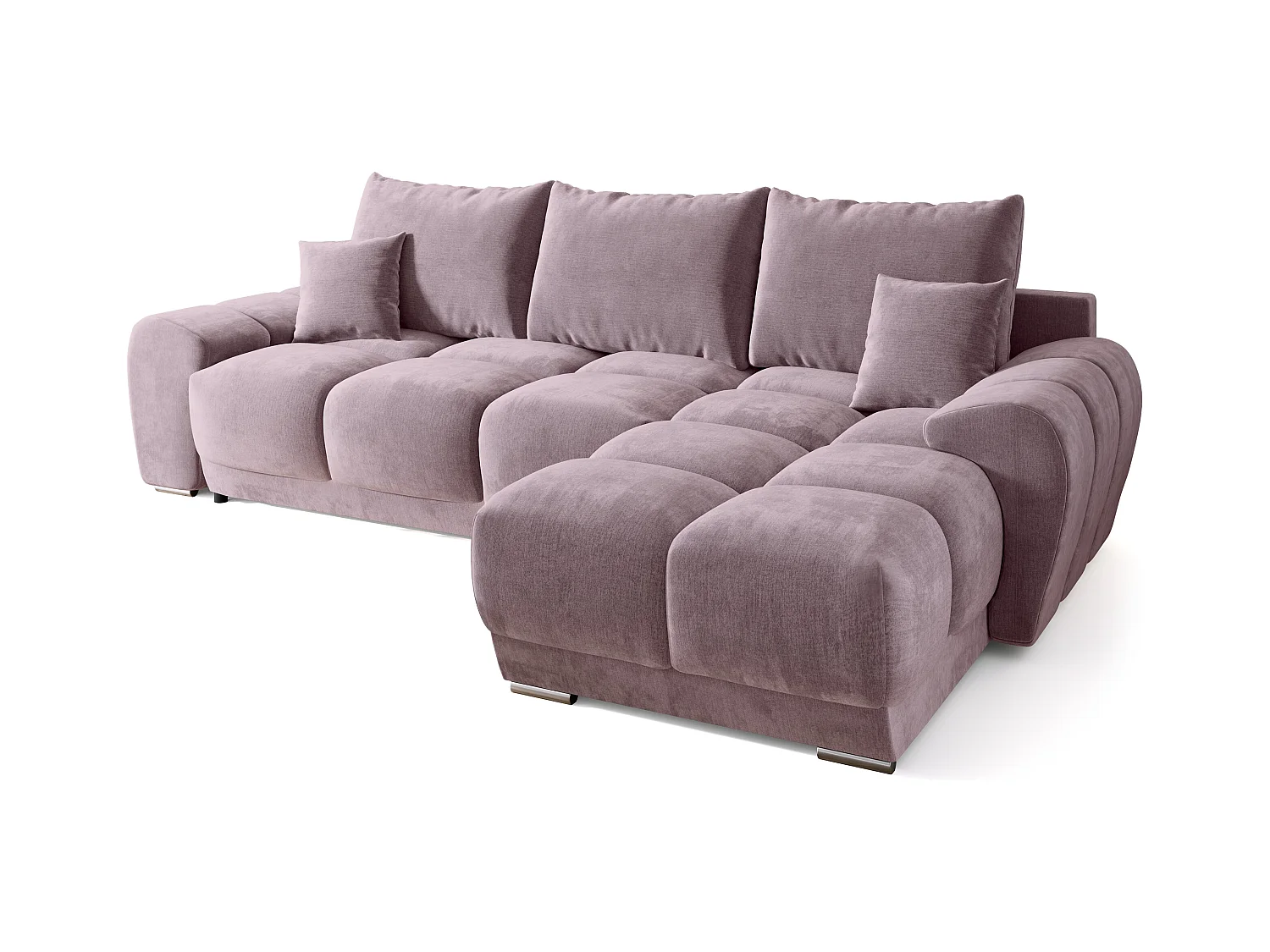 Canapé d'angle convertible en forme de L NUBES 290x180x85 cm rose poudré