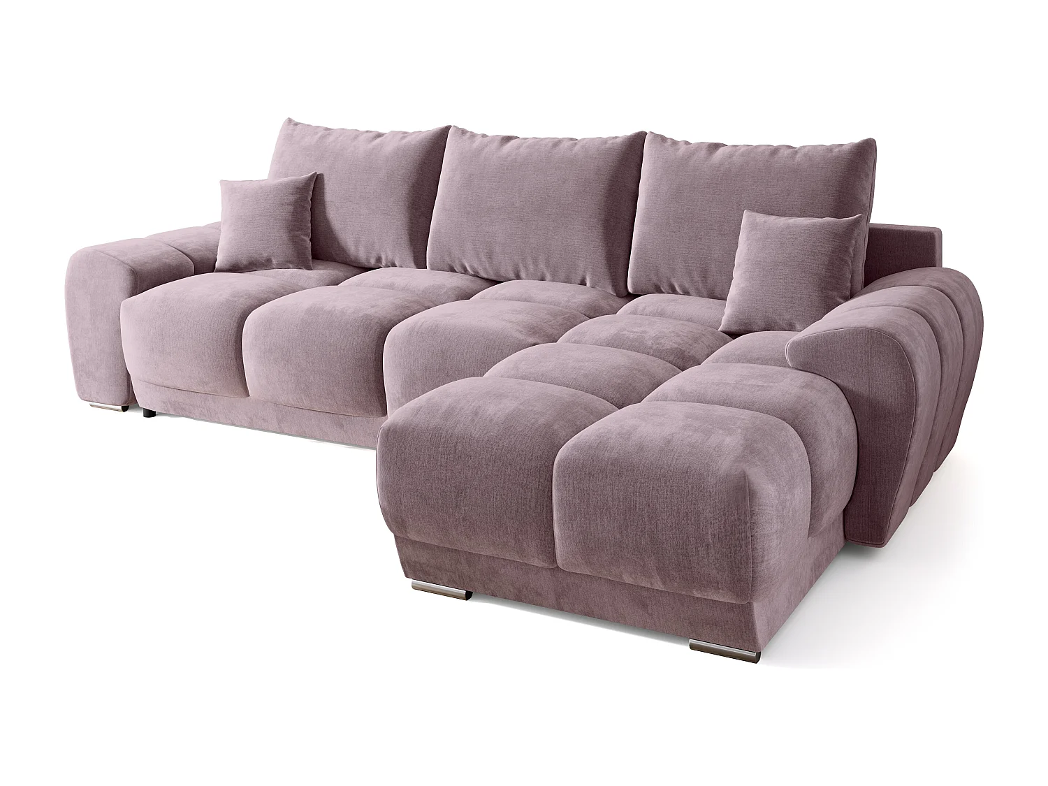 Canapé d'angle convertible en forme de L NUBES 290x180x85 cm rose poudré