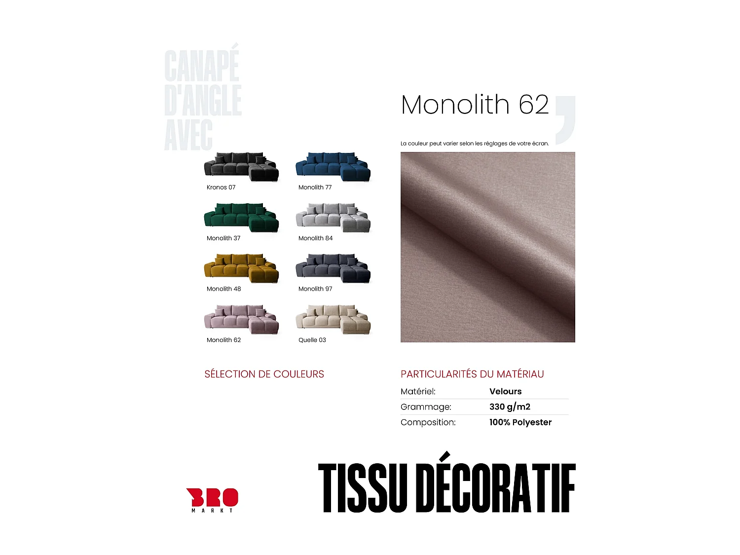 Canapé d'angle convertible en forme de L NUBES 290x180x85 cm rose poudré