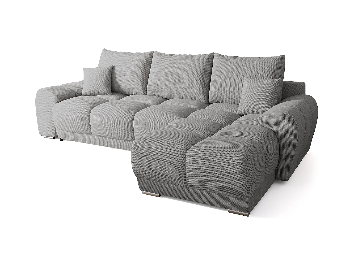 Canapé d'angle convertible en forme de L NUBES 290x180x85 cm gris