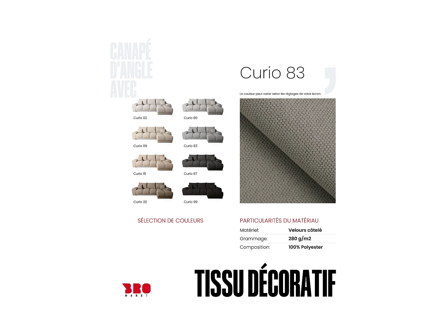 Canapé d'angle convertible en forme de L NUBES 290x180x85 cm gris