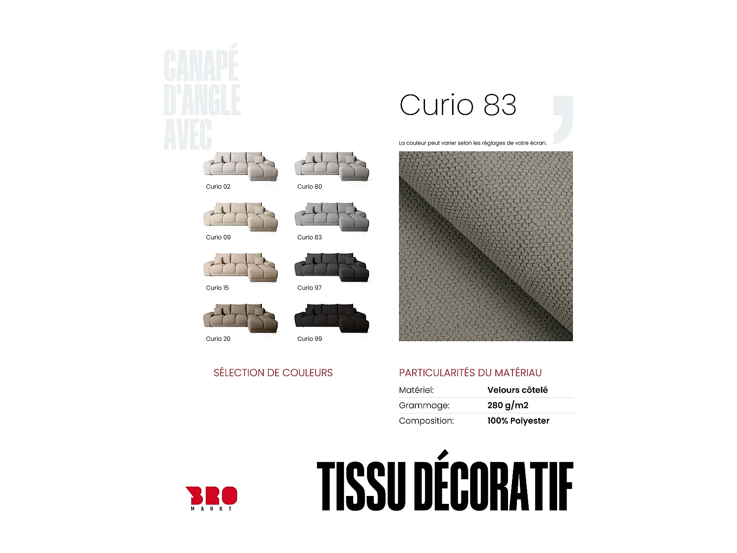 Canapé d'angle convertible en forme de L NUBES 290x180x85 cm gris