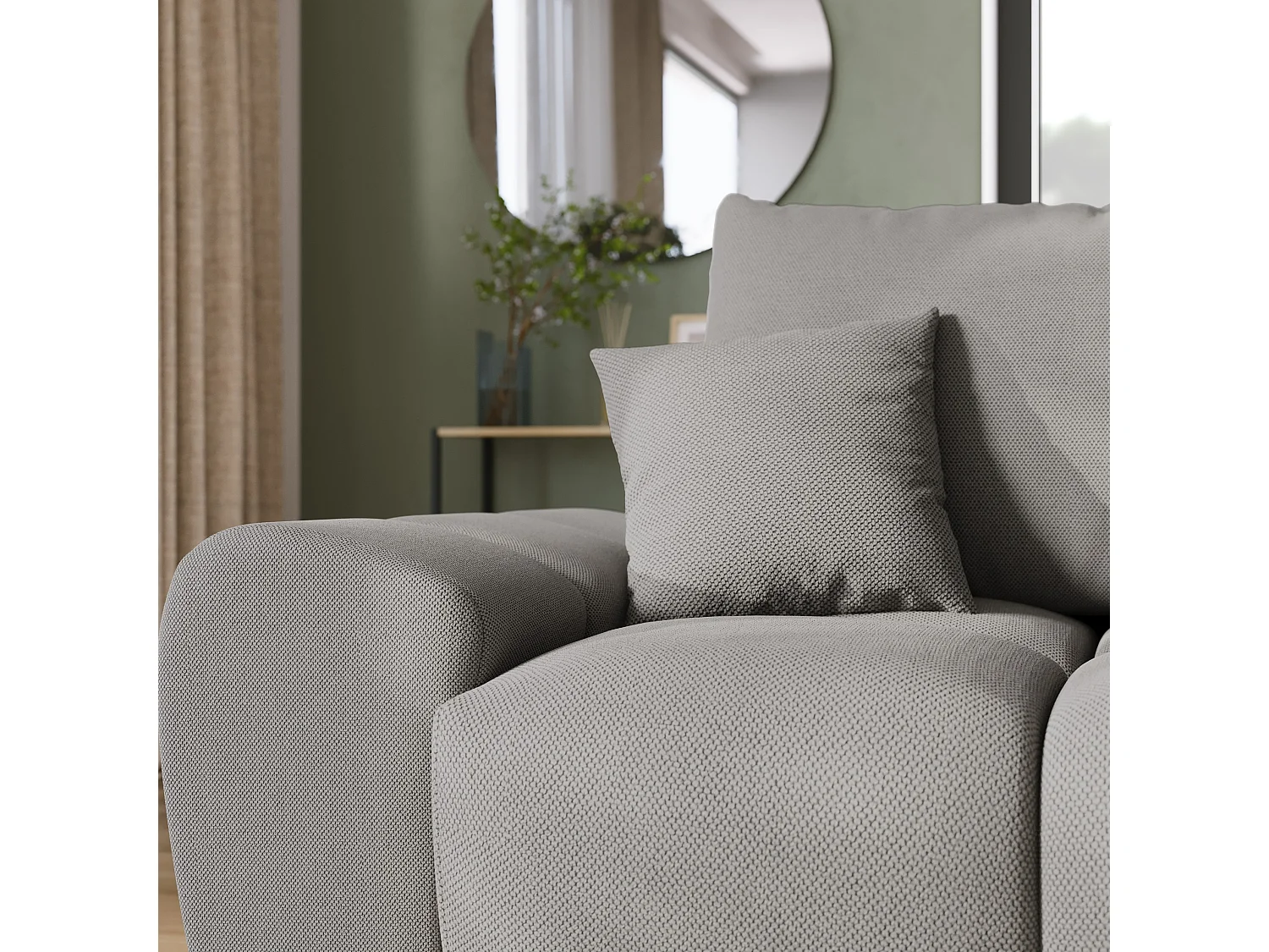 Canapé d'angle convertible en forme de L NUBES 290x180x85 cm gris