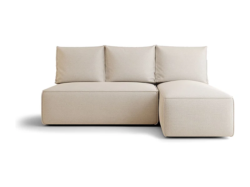 Narożnik z funkcją spania SAVIO MINI Curio 09 ecru prawy sofa w kształcie L z pojemnikiem na pościel sofa do salonu, sofa rozkładana, sofa z pojemnikiem