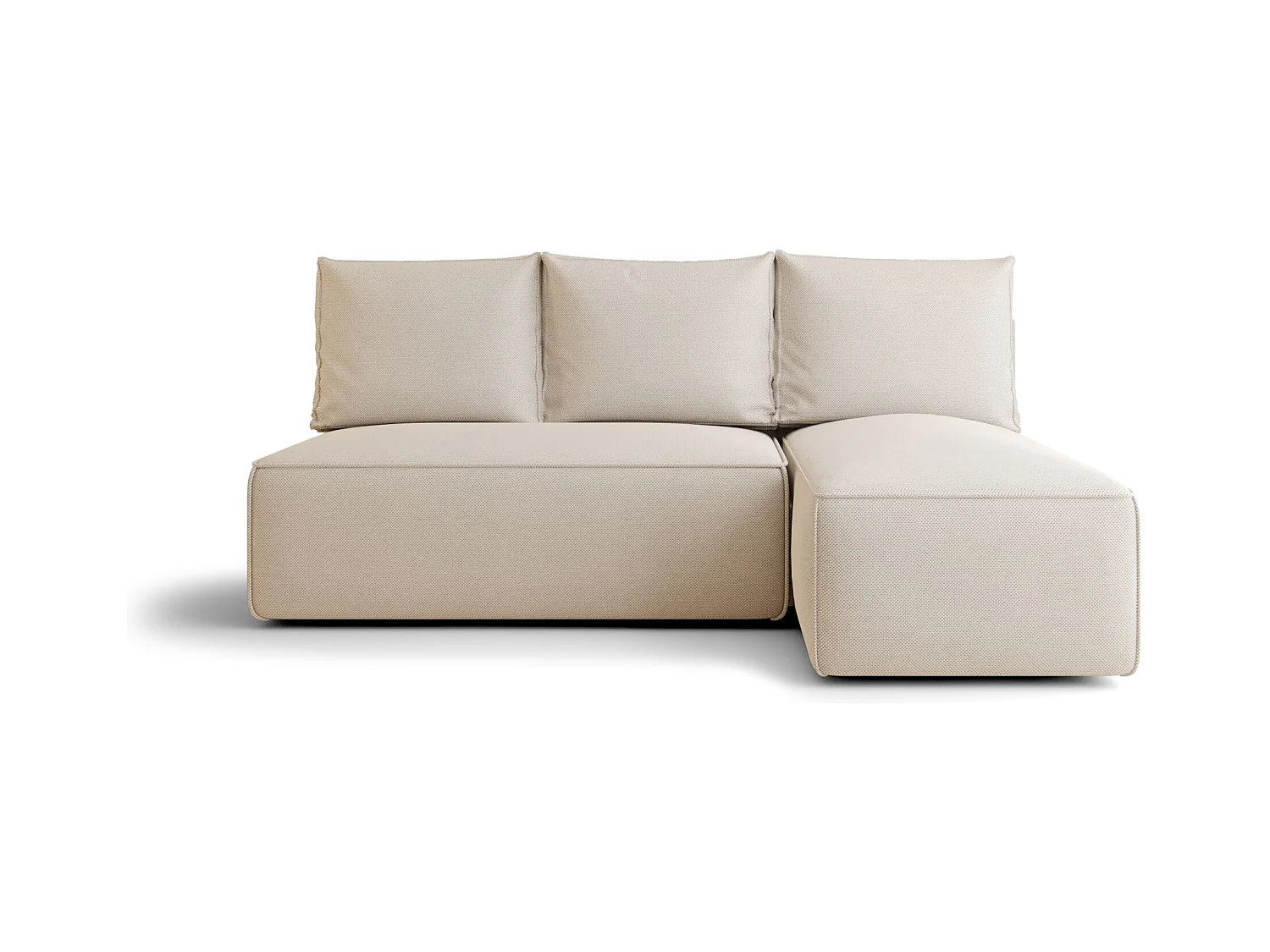 Narożnik z funkcją spania SAVIO MINI Curio 09 ecru prawy sofa w kształcie L z pojemnikiem na pościel sofa do salonu, sofa rozkładana, sofa z pojemnikiem