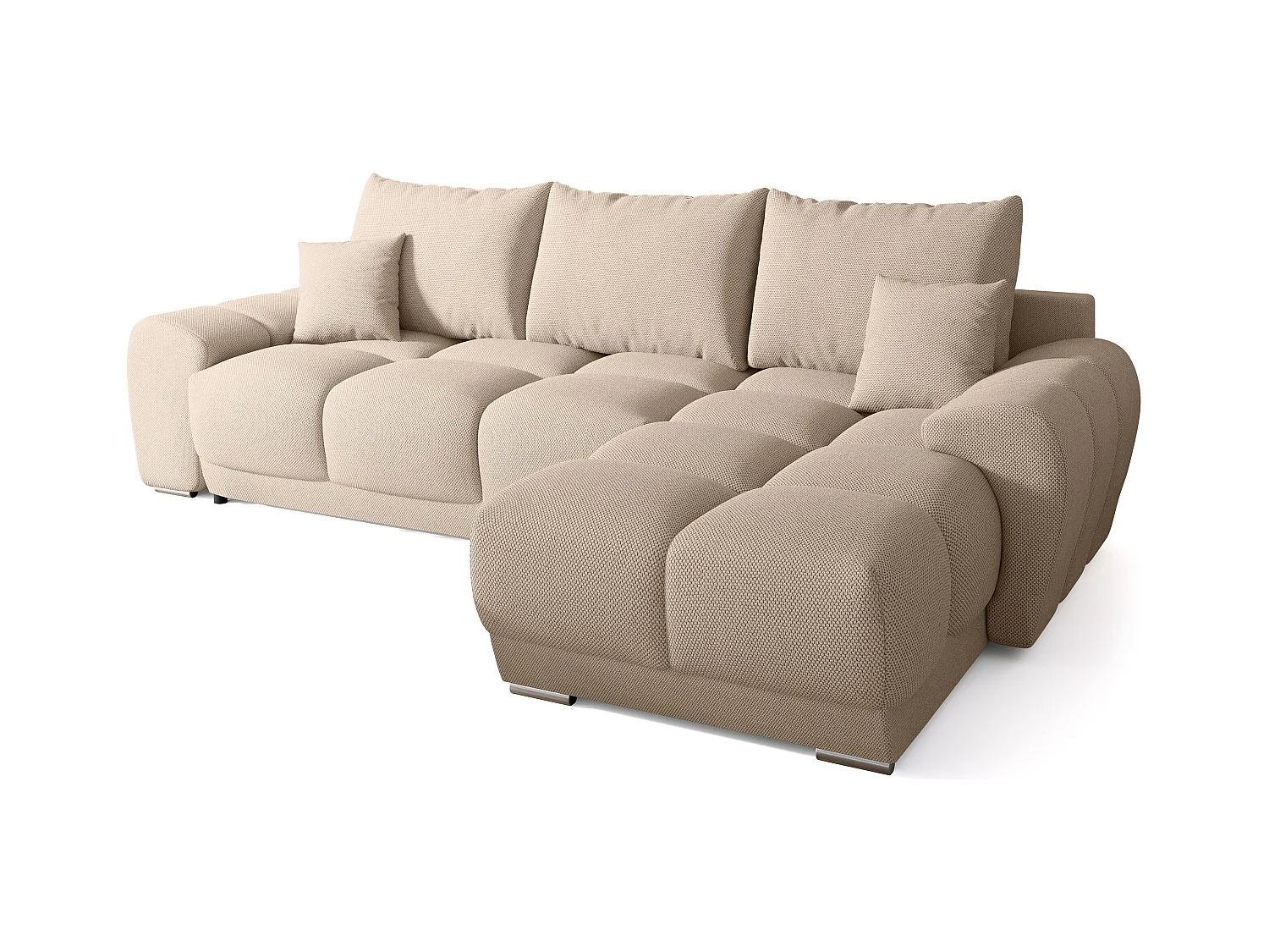 Canapé d'angle convertible en forme de L NUBES 290x180x85 cm marron clair