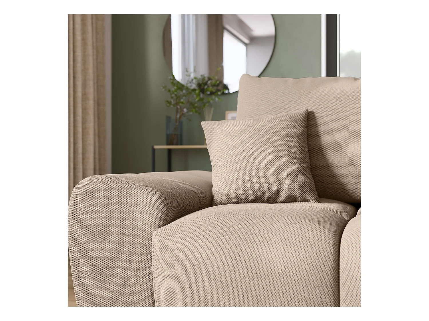 Canapé d'angle convertible en forme de L NUBES 290x180x85 cm marron clair