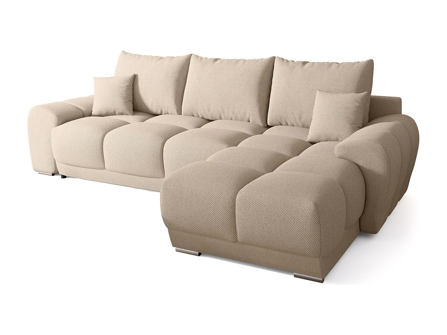 Canapé d'angle convertible en forme de L NUBES 290x180x85 cm marron clair