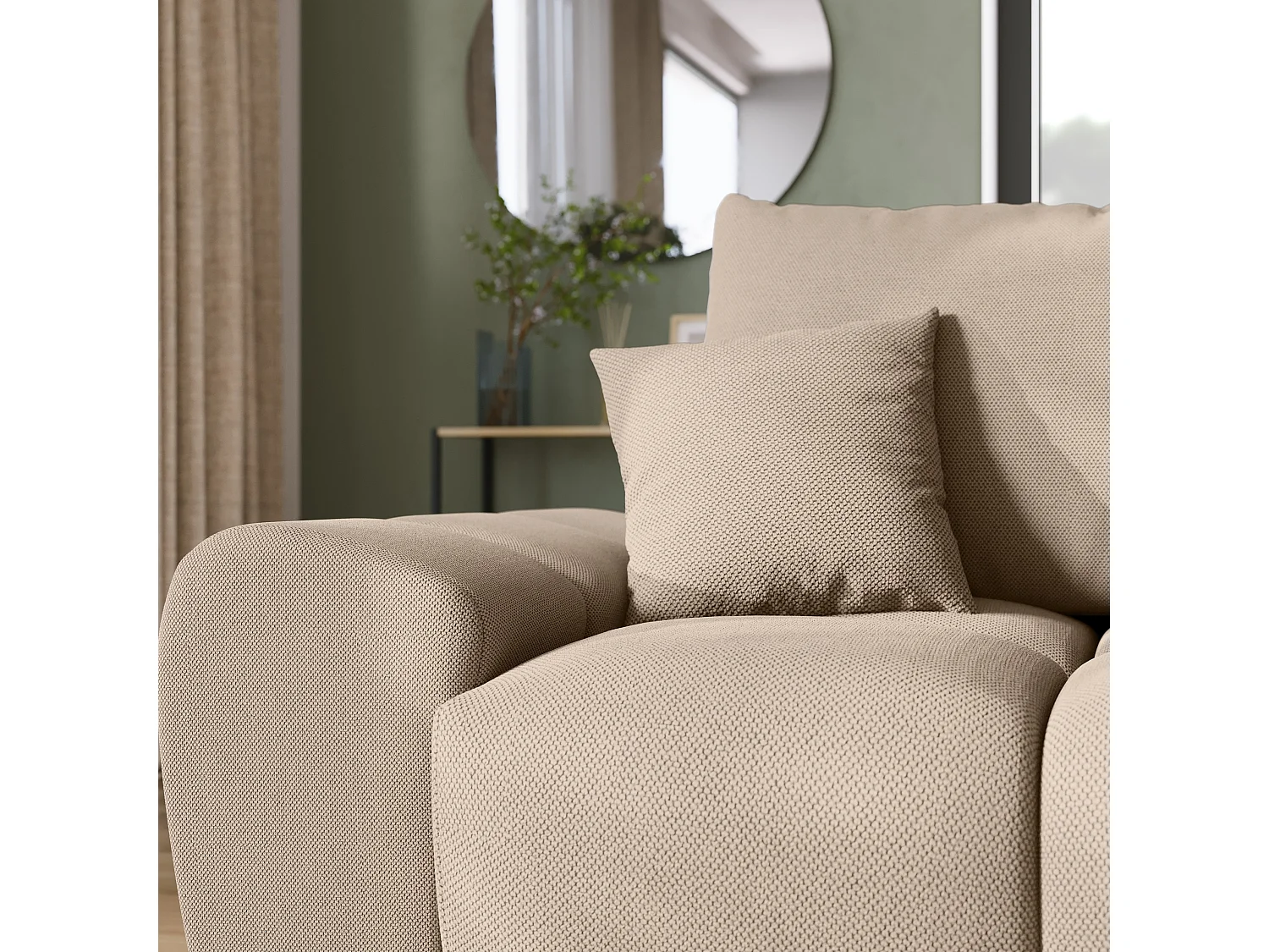 Canapé d'angle convertible en forme de L NUBES 290x180x85 cm marron clair