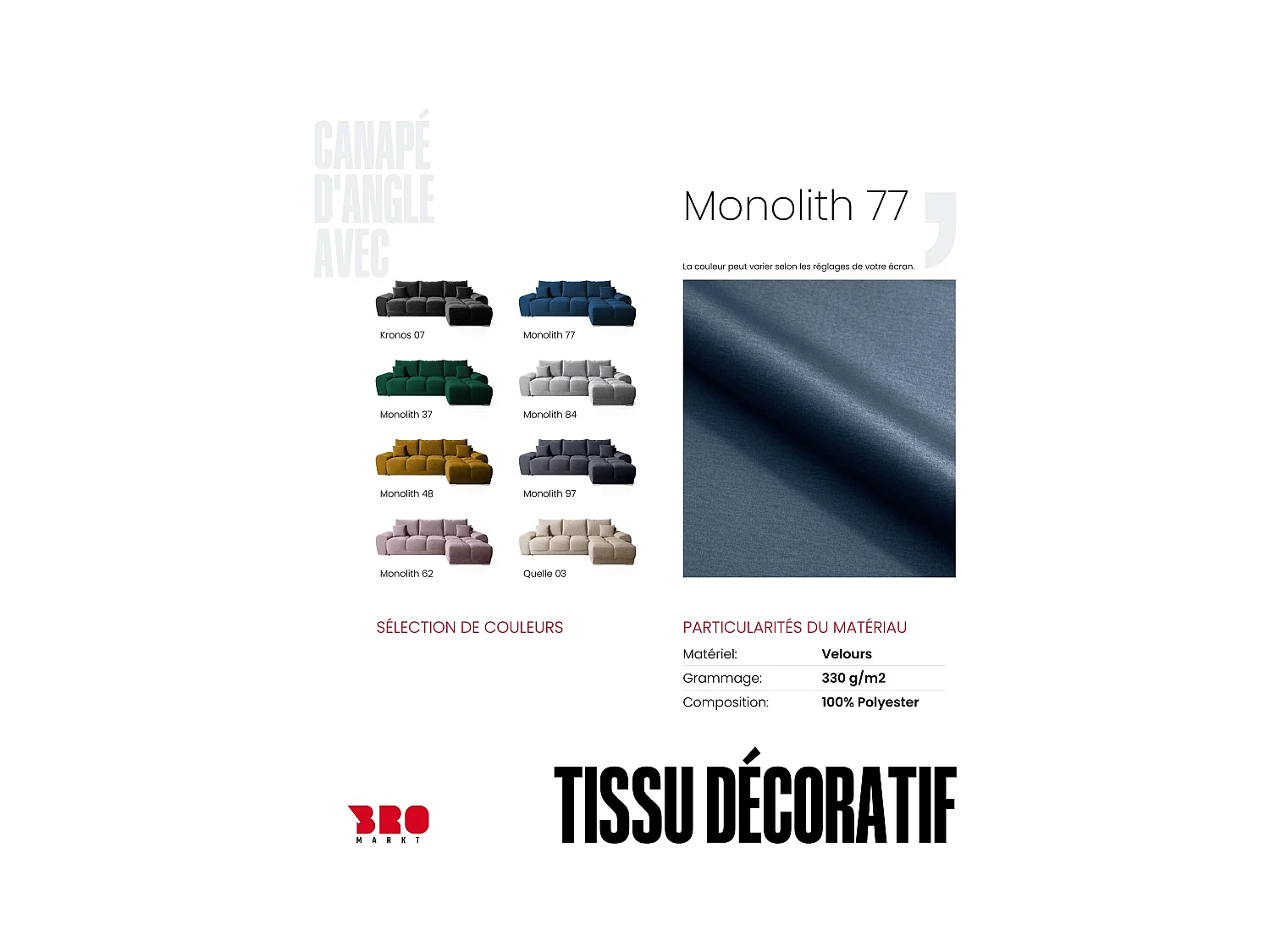 Canapé d'angle convertible en forme de L NUBES 290x180x85 cm bleu