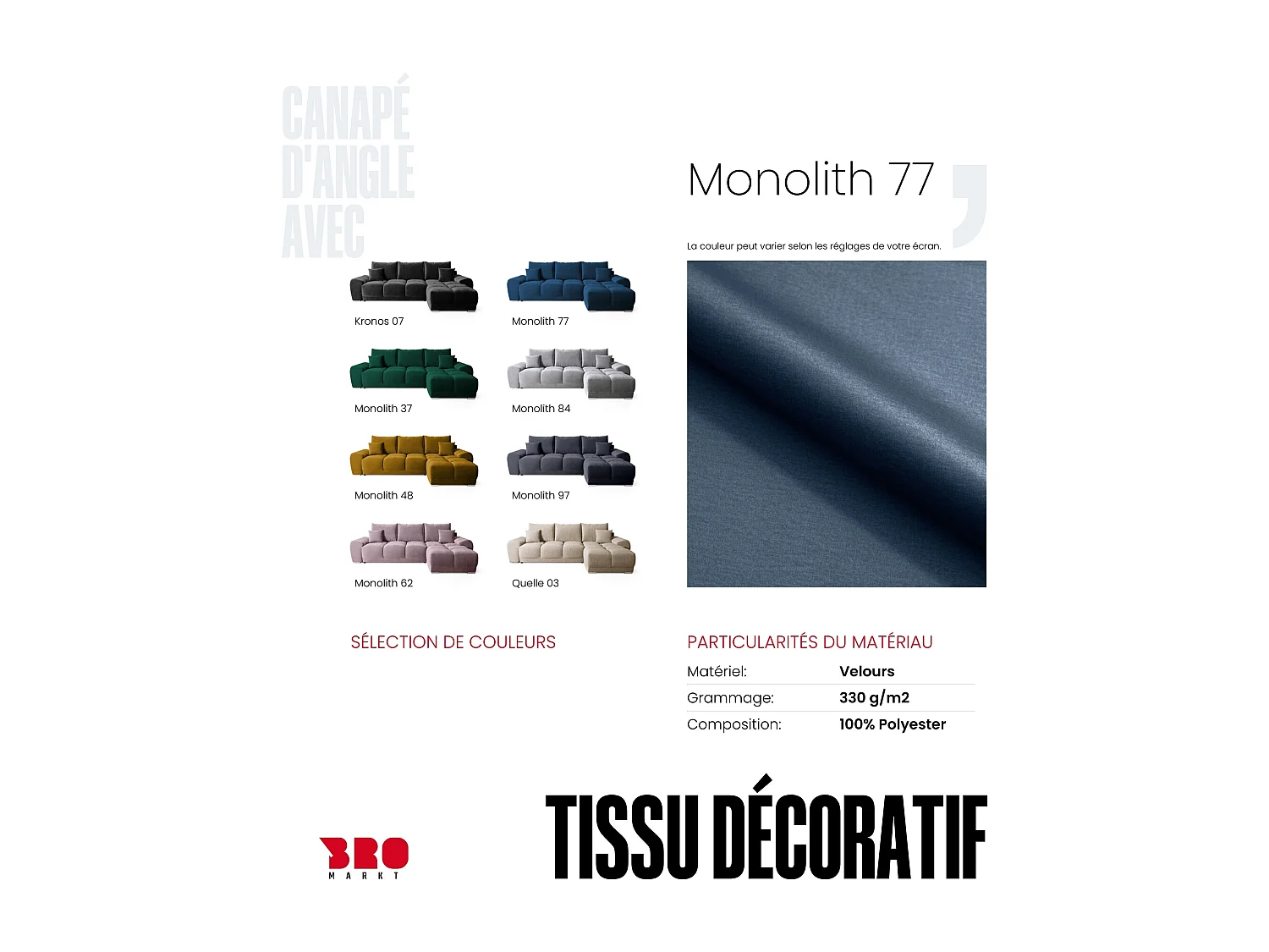 Canapé d'angle convertible en forme de L NUBES 290x180x85 cm bleu