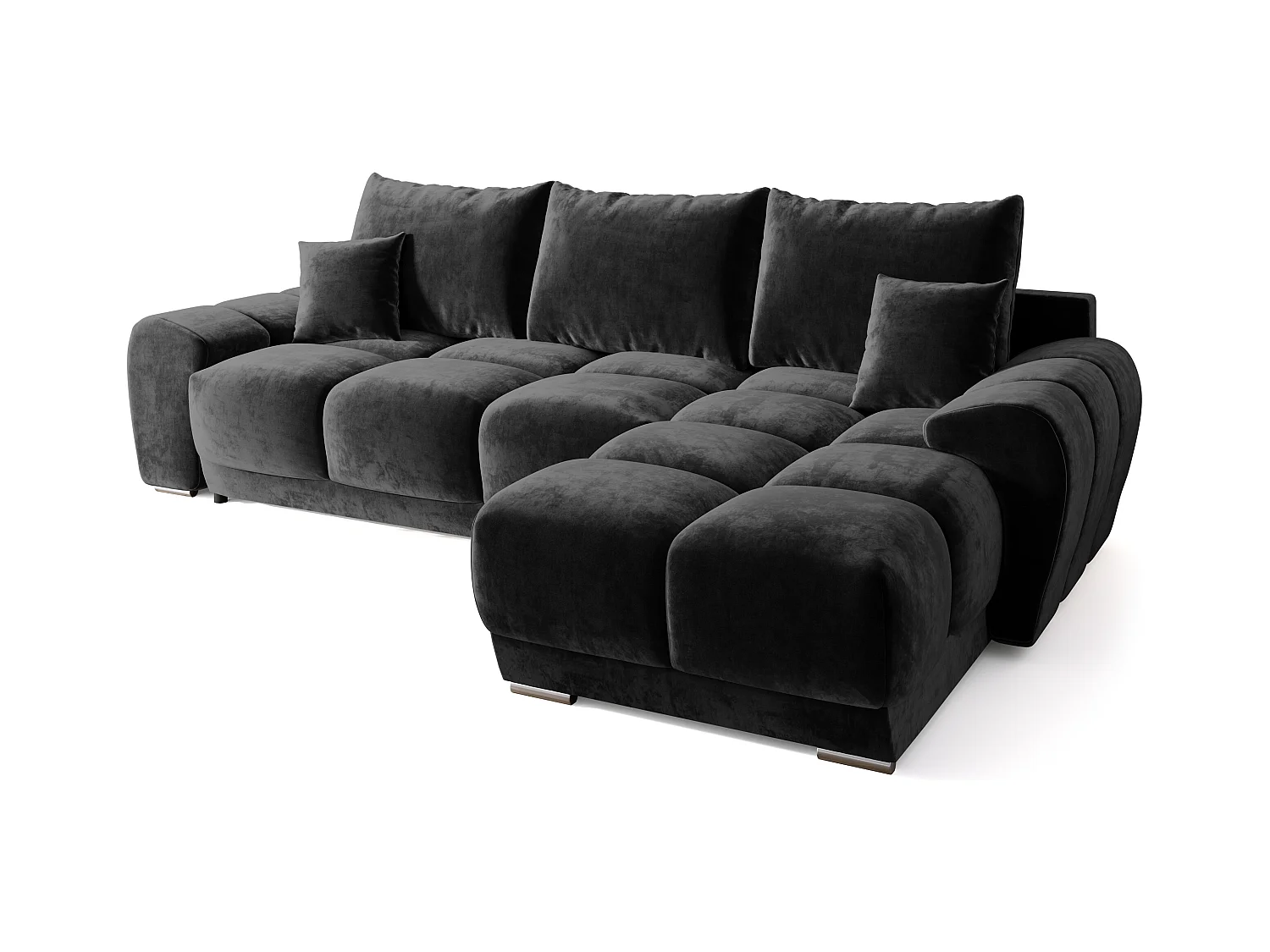 Canapé d'angle convertible en forme de L NUBES 290x180x85 cm noir