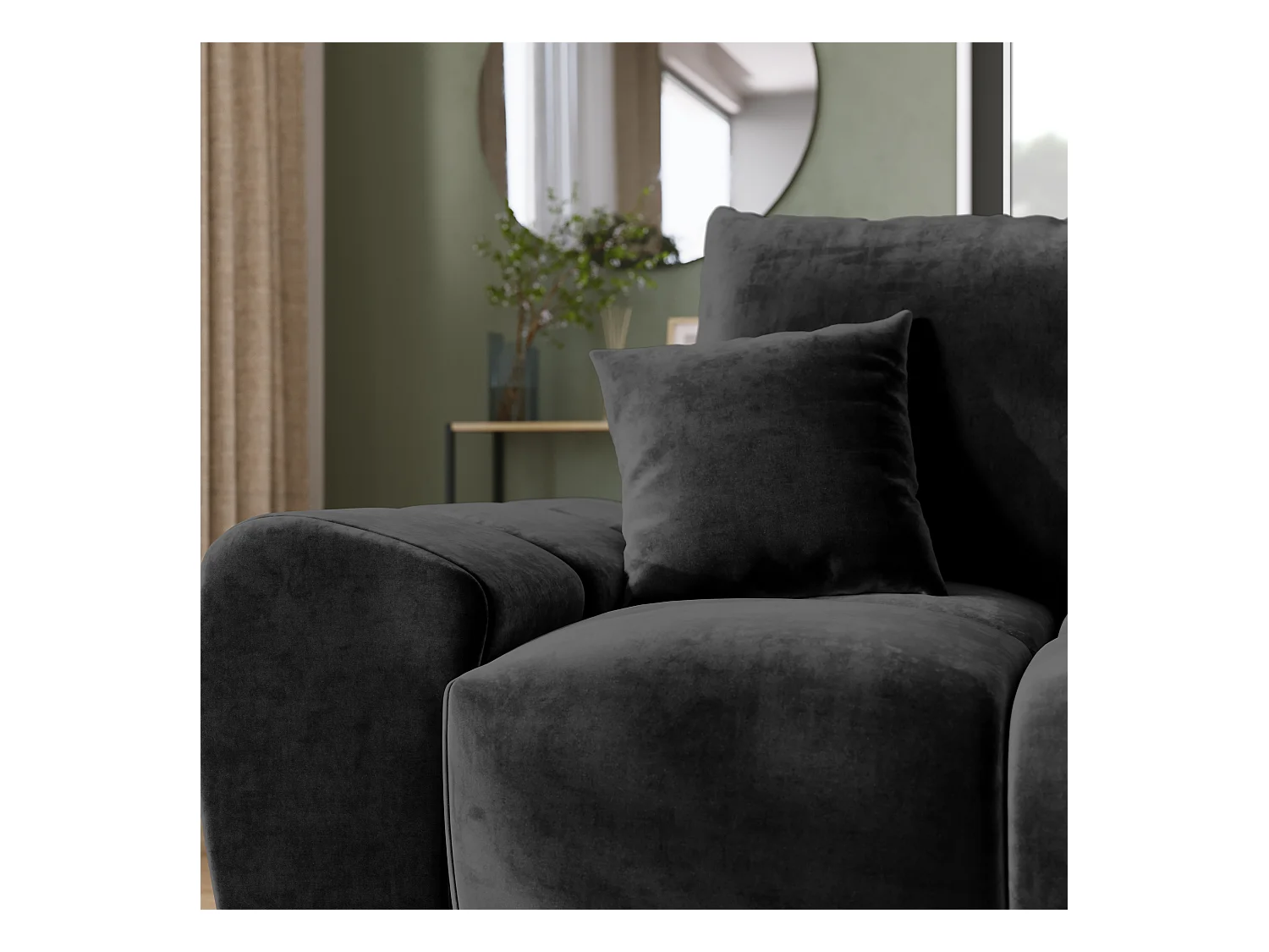 Canapé d'angle convertible en forme de L NUBES 290x180x85 cm noir