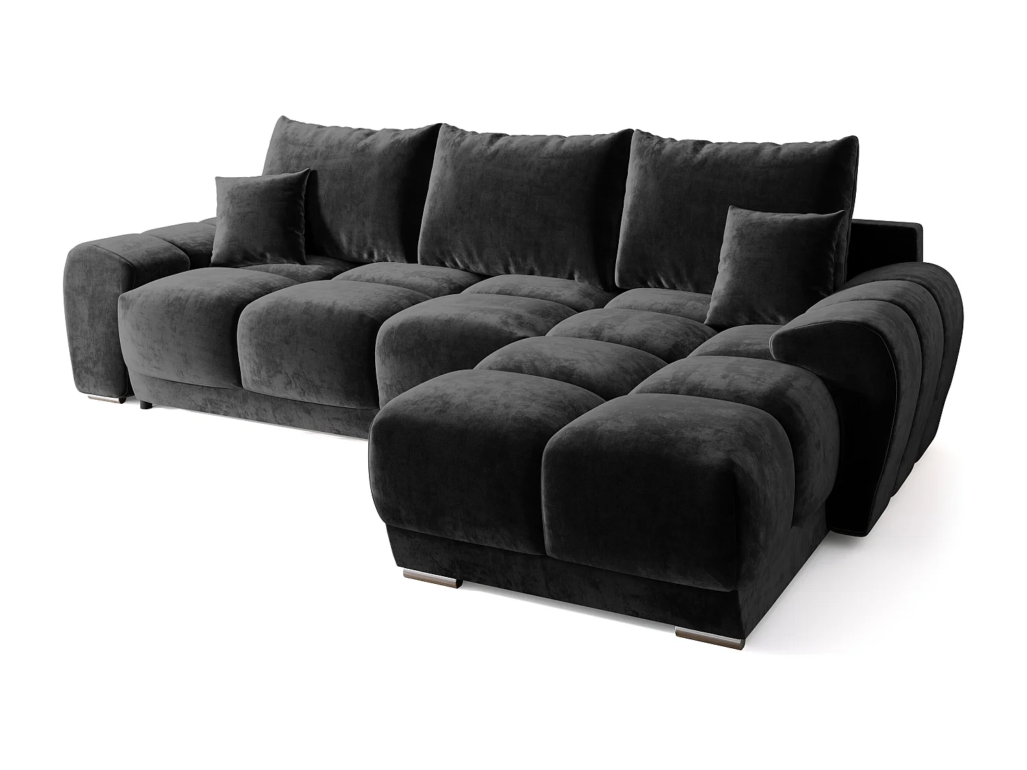Canapé d'angle convertible en forme de L NUBES 290x180x85 cm noir