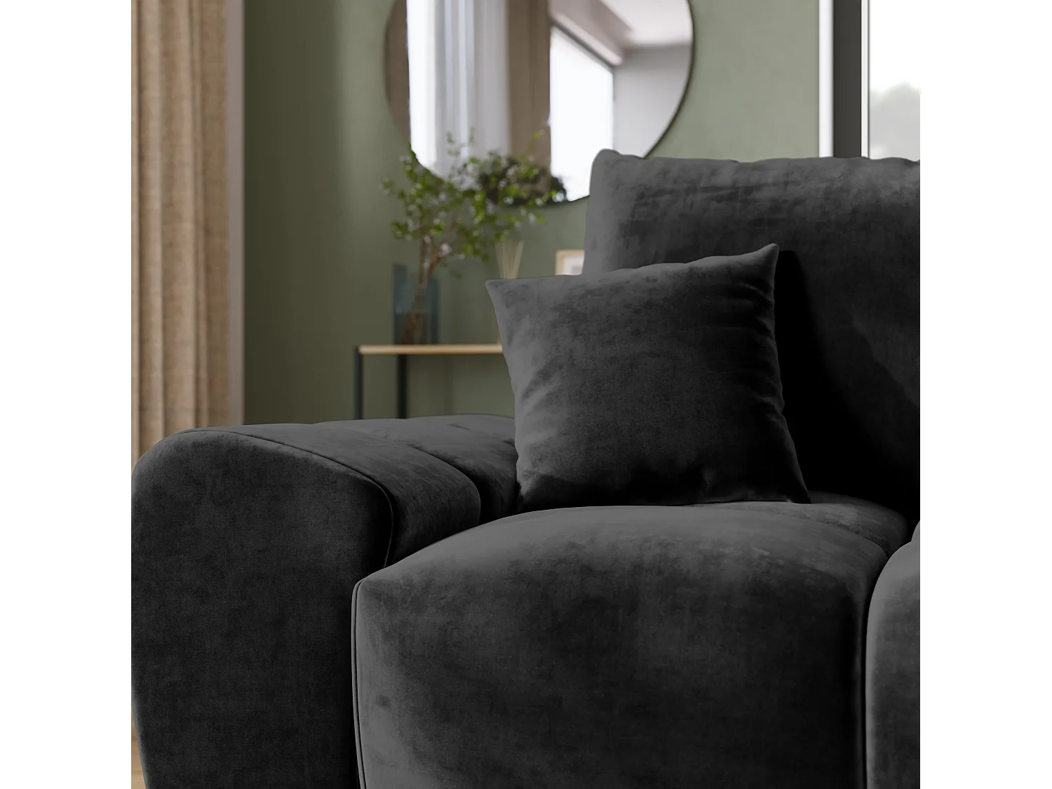 Canapé d'angle convertible en forme de L NUBES 290x180x85 cm noir