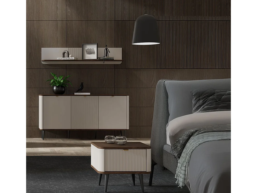 NACHTKONSOLE Kaschmir / Graustein 50 / 40 / 42cm (2er-Set)