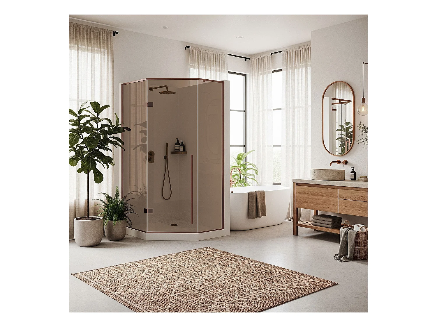 Cabine De Douche Rea Diamond 90 x 90 Brush Copper