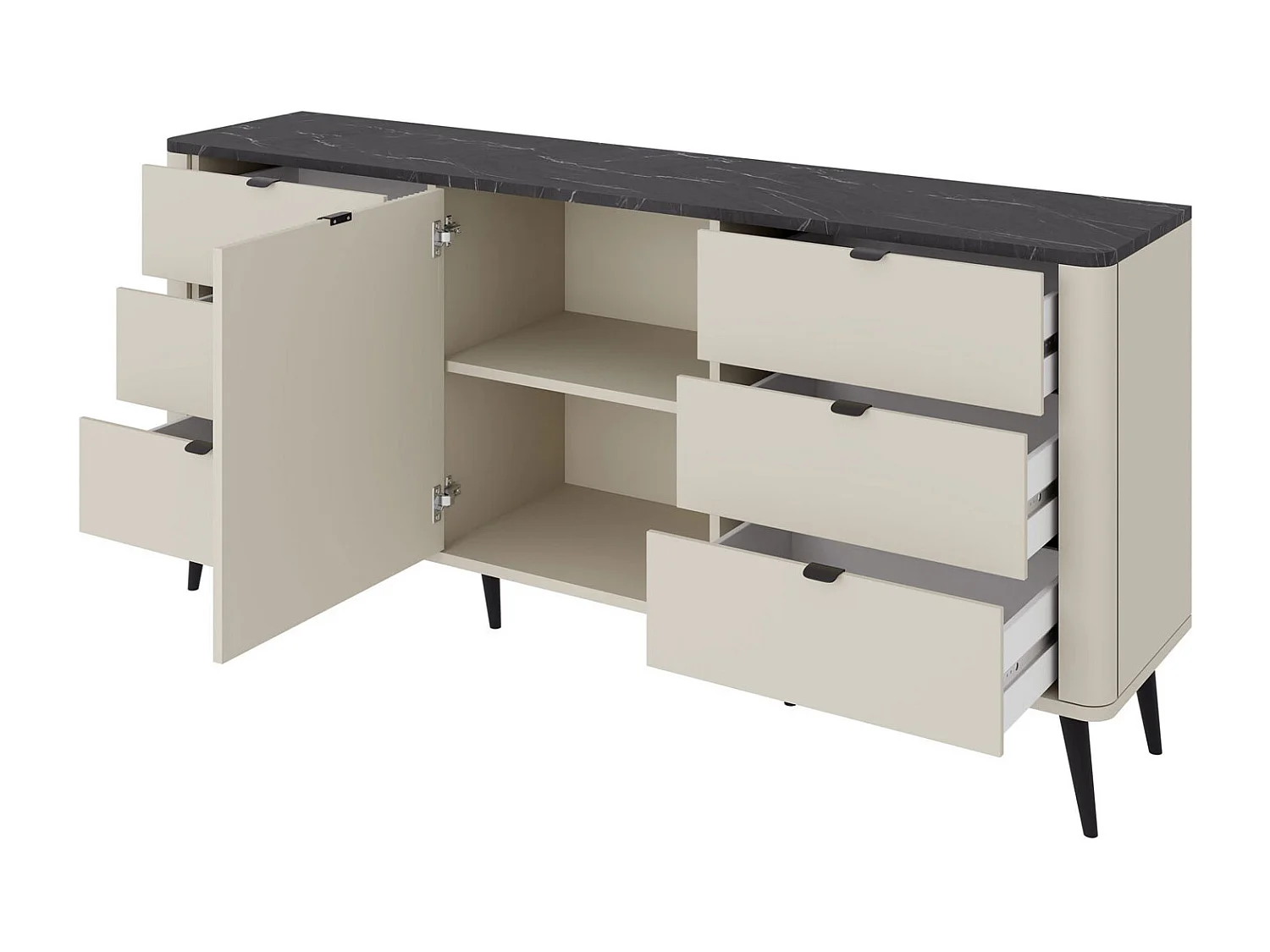 KOMMODE Marly Kaschmir / Walnuss 160 / 40 / 82cm