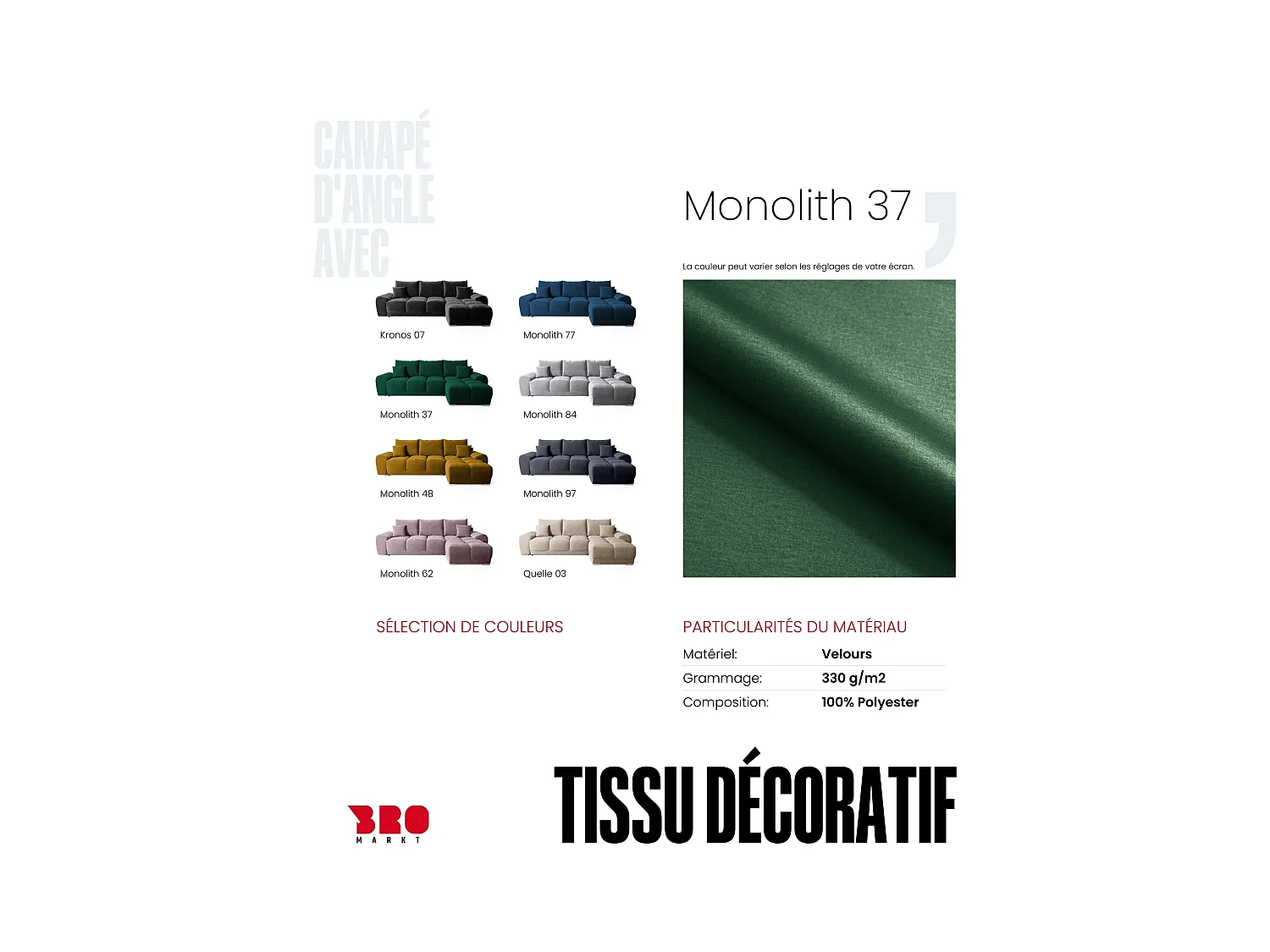 Canapé d'angle convertible en forme de L NUBES 290x180x85 cm vert