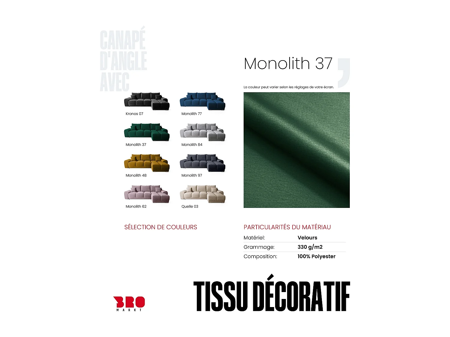 Canapé d'angle convertible en forme de L NUBES 290x180x85 cm vert