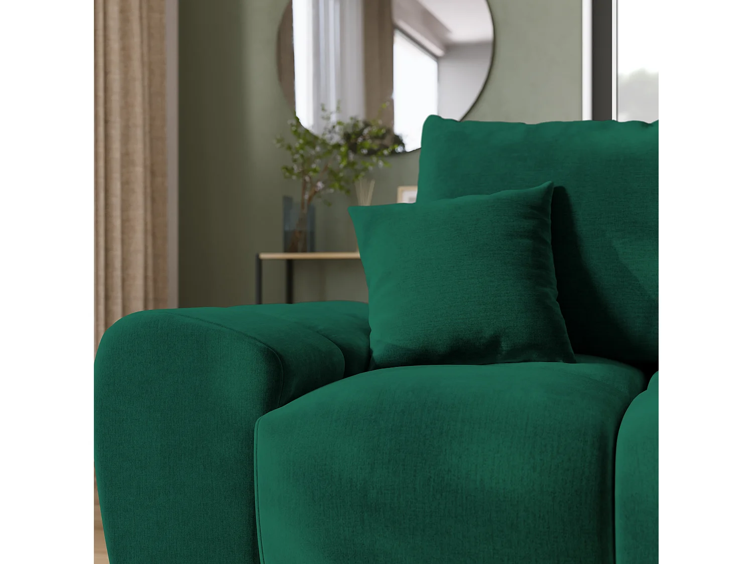 Canapé d'angle convertible en forme de L NUBES 290x180x85 cm vert