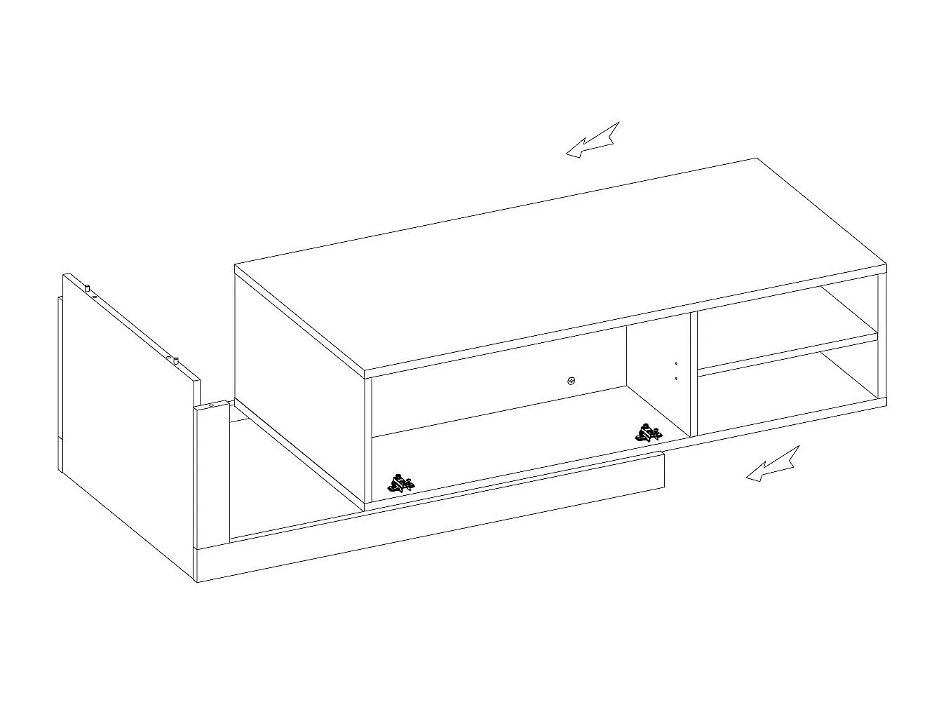 COUCHTISCH Saragossa Weiß Hochglanz / Samdal Eiche 120-154 / 60 / 43cm