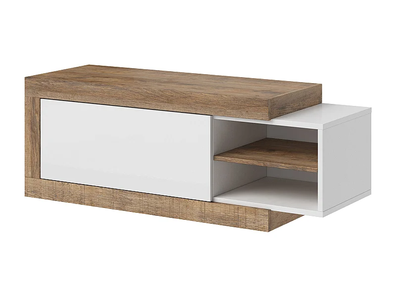 COUCHTISCH Saragossa Weiß Hochglanz / Samdal Eiche 120-154 / 60 / 43cm