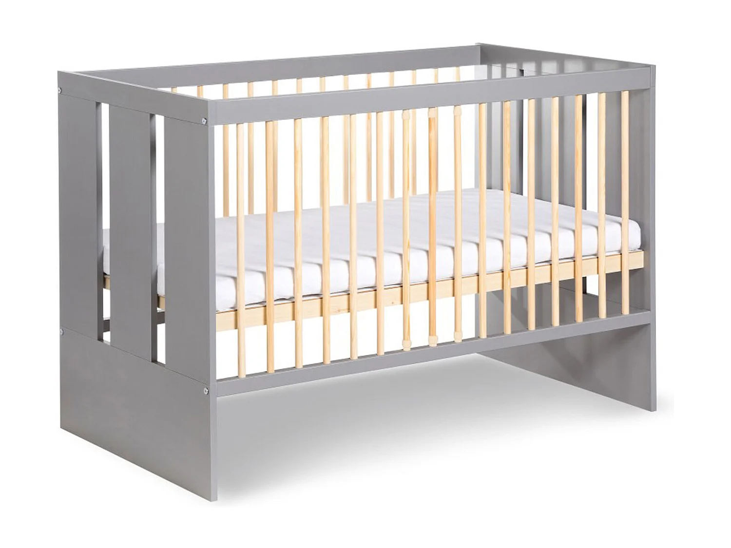 BABYBETT Pauline graphit / Kiefer / weiß 124 / 85 / 66cm