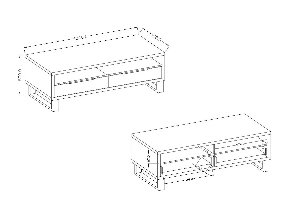 LOWBOARD Halle Wotan Eiche 124 / 50 / 50 cm
