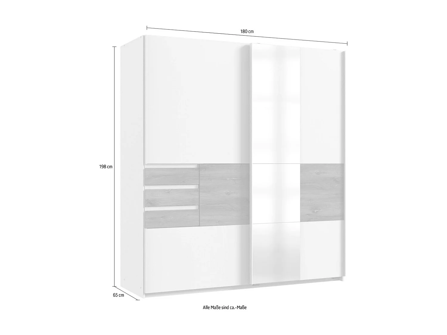 SCHWEBETÜRENSCHRANK Bamberg weiß 180 / 65 / 198 cm