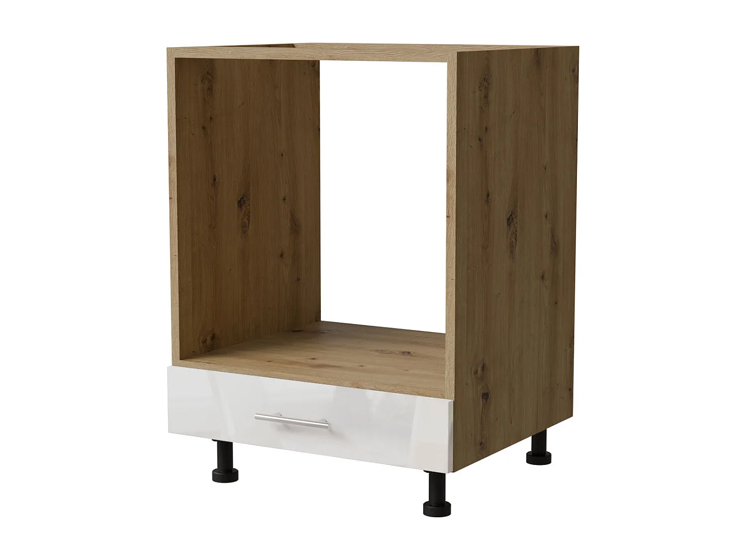 HERDUMBAUSCHRANK Essen D11K/60 Weiß Hochglanz / Eiche Artisan Matt 60 / 50 / 82cm