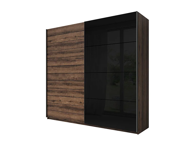 SCHWEBETÜRENSCHRANK Granada Monastery Eiche / Schwarz Hochglanz 220 / 61 / 210 cm