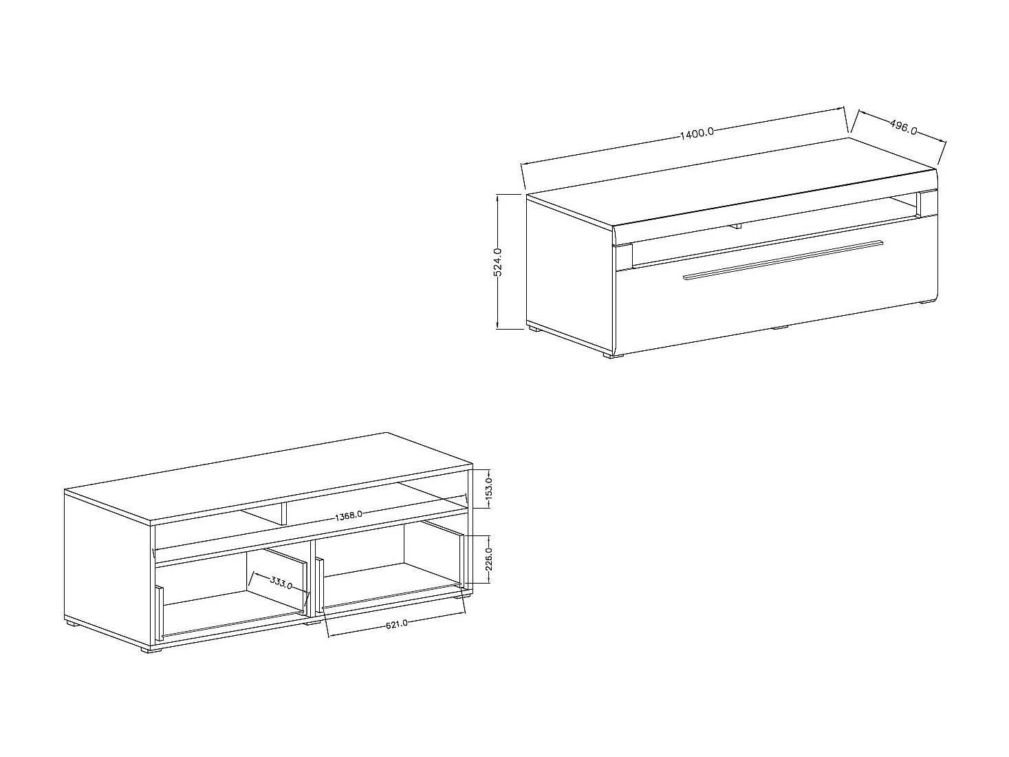 LOWBOARD Toro Eiche Grandson 140 / 50 / 52cm