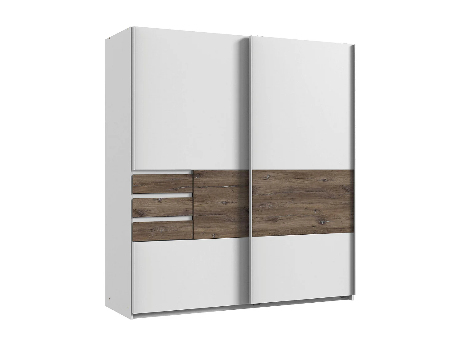 SCHWEBETÜRENSCHRANK Bamberg weiß / Flagstaff Eiche 180 / 65 / 198 cm