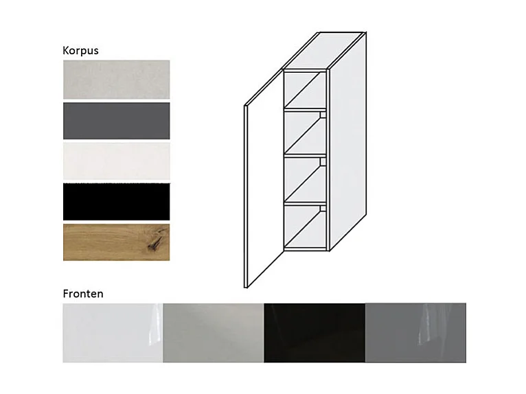KÜCHENHÄNGESCHRANK Essen W4/20 Grau Hochglanz / Weiß Matt 20 / 32,5 / 96cm