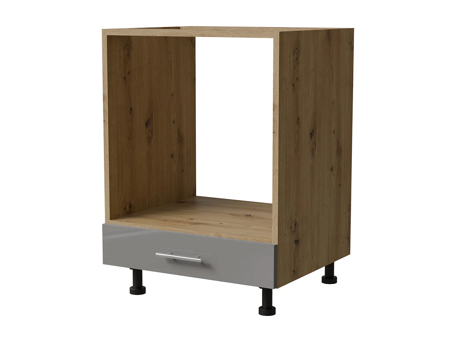 HERDUMBAUSCHRANK Essen D11K/60 Grau Hochglanz / Eiche Artisan Matt 60 / 50 / 82cm