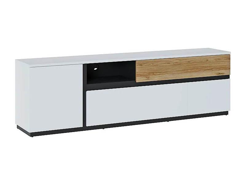 LOWBOARD Novena weiß / schwarz / Catania Eiche 210,5 / 40 / 63cm