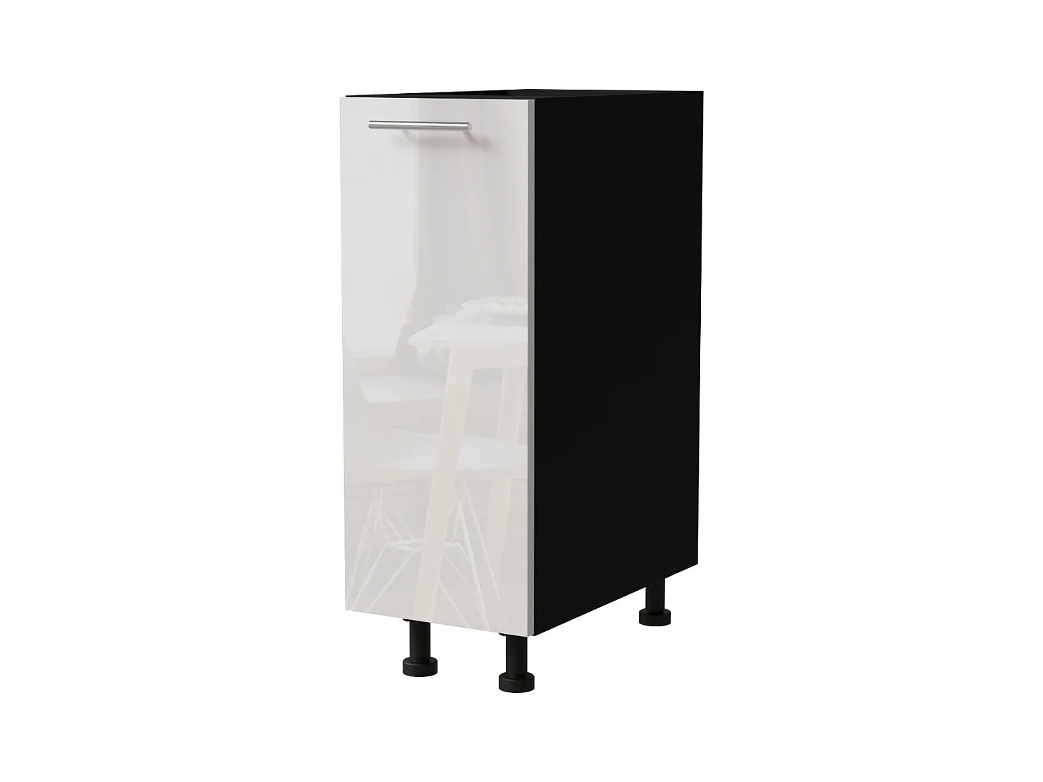 KÜCHENUNTERSCHRANK Essen D1D/20 Weiß Hochglanz / Schwarz Matt 20 / 50 / 82cm