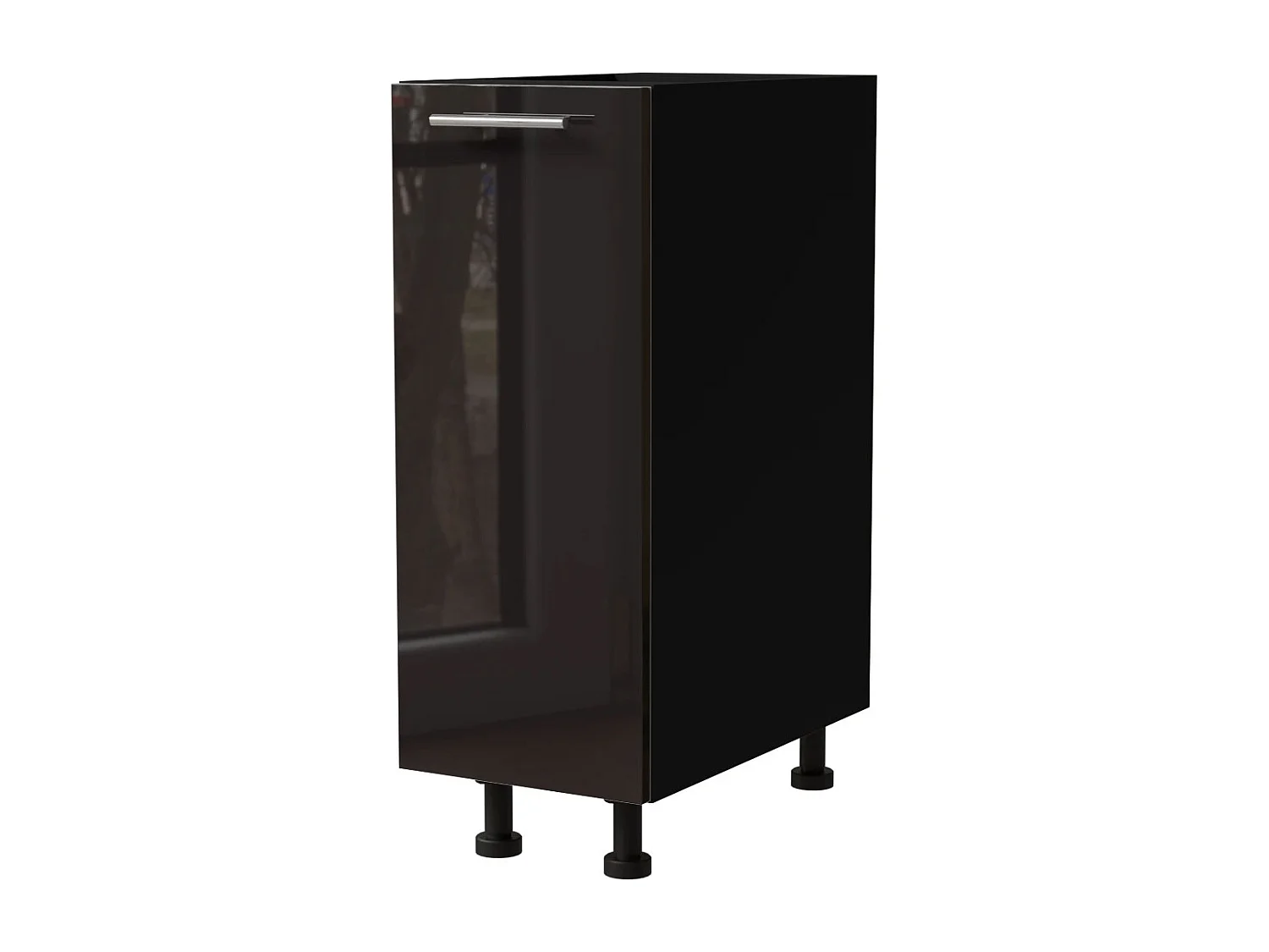 KÜCHENUNTERSCHRANK Essen D1D/20 Schwarz Hochglanz / Schwarz Matt 20 / 50 / 82cm