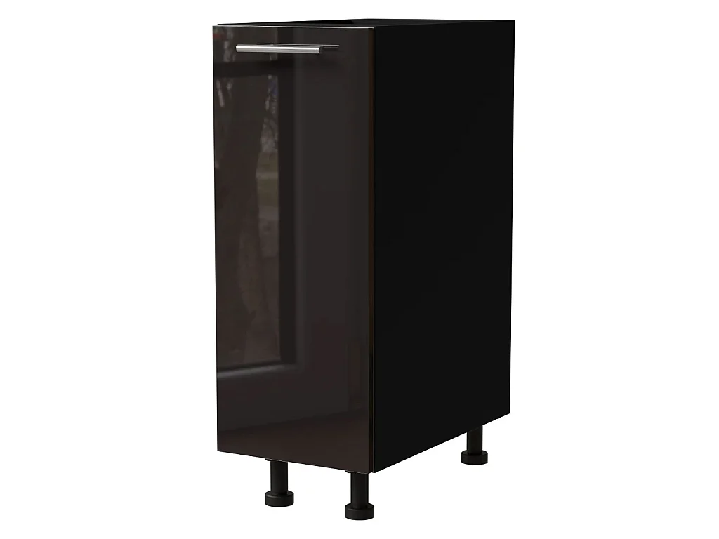 KÜCHENUNTERSCHRANK Essen D1D/20 Schwarz Hochglanz / Schwarz Matt 20 / 50 / 82cm