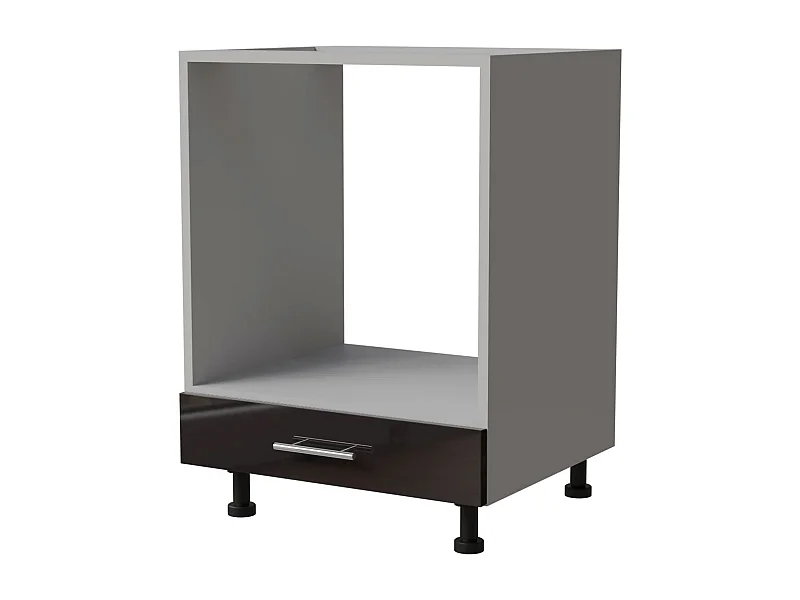 HERDUMBAUSCHRANK Essen D11K/60 Schwarz Hochglanz / Grau Matt 60 / 50 / 82cm