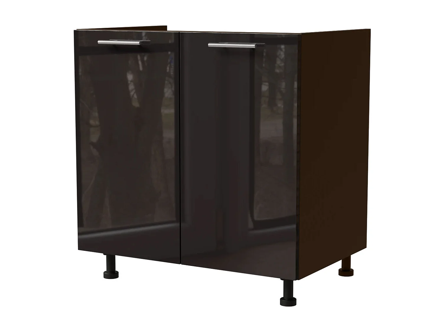 SPÜLENUNTERSCHRANK Essen D8Z/80 Schwarz Hochglanz / Lava Matt 80 / 50 / 82cm