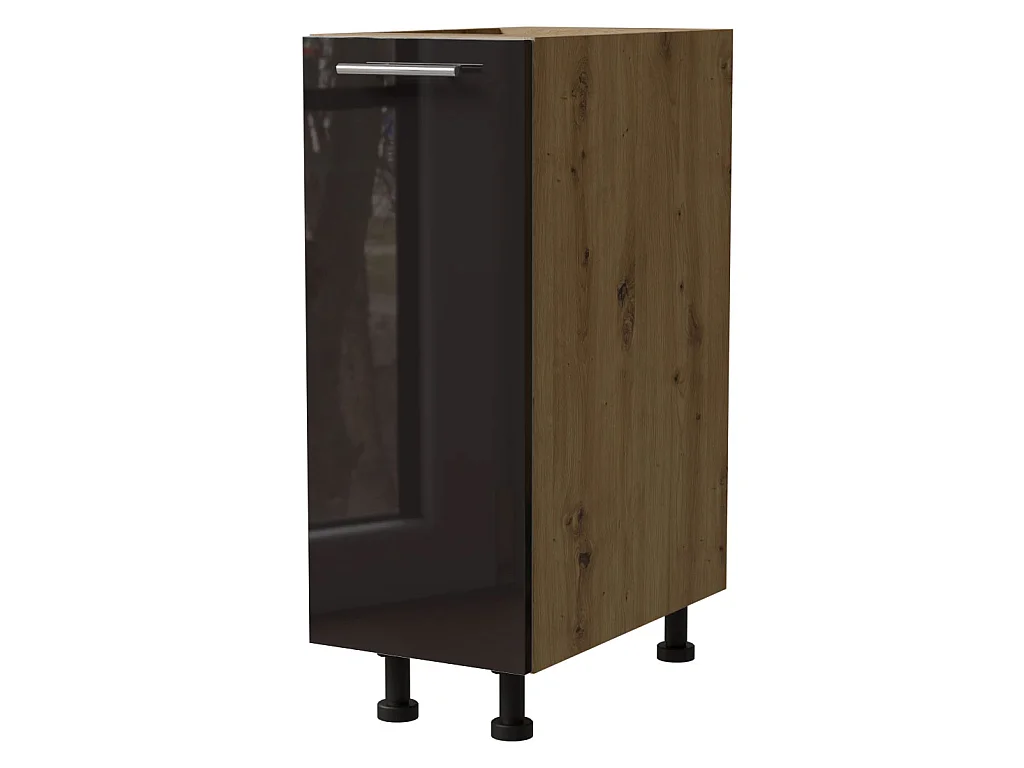KÜCHENUNTERSCHRANK Essen D1D/20 Schwarz Hochglanz / Eiche Artisan Matt 20 / 50 / 82cm
