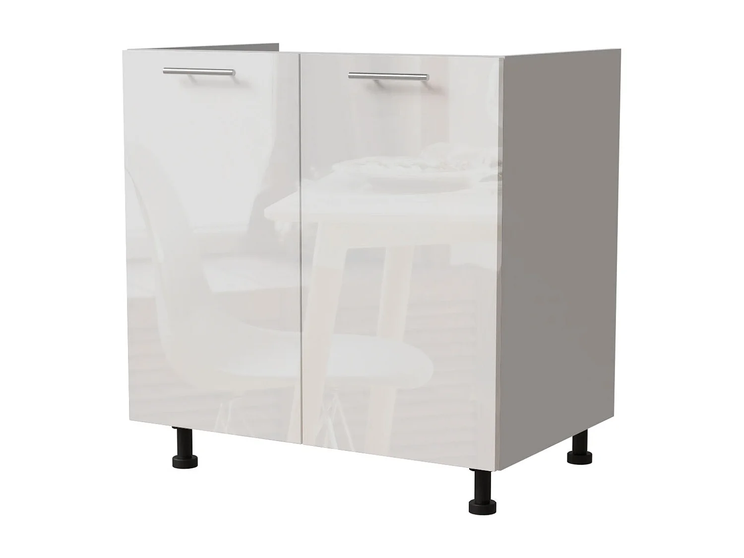 SPÜLENUNTERSCHRANK Essen D8Z/80 Weiß Hochglanz / Weiß Matt 80 / 50 / 82cm