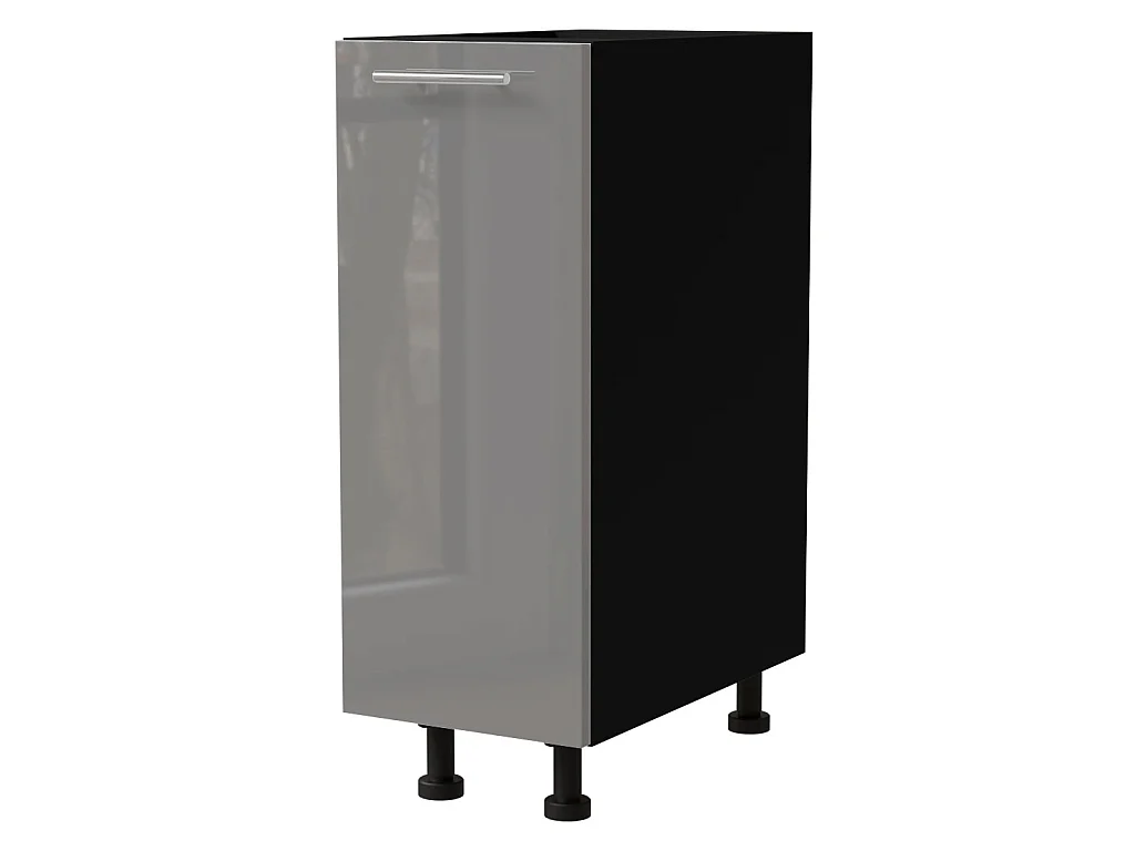 KÜCHENUNTERSCHRANK Essen D1D/20 Grau Hochglanz / Schwarz Matt 20 / 50 / 82cm