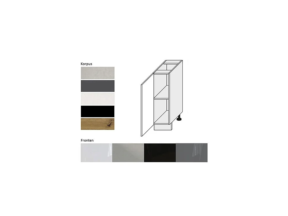 KÜCHENUNTERSCHRANK Essen D1D/20 Grau Hochglanz / Schwarz Matt 20 / 50 / 82cm