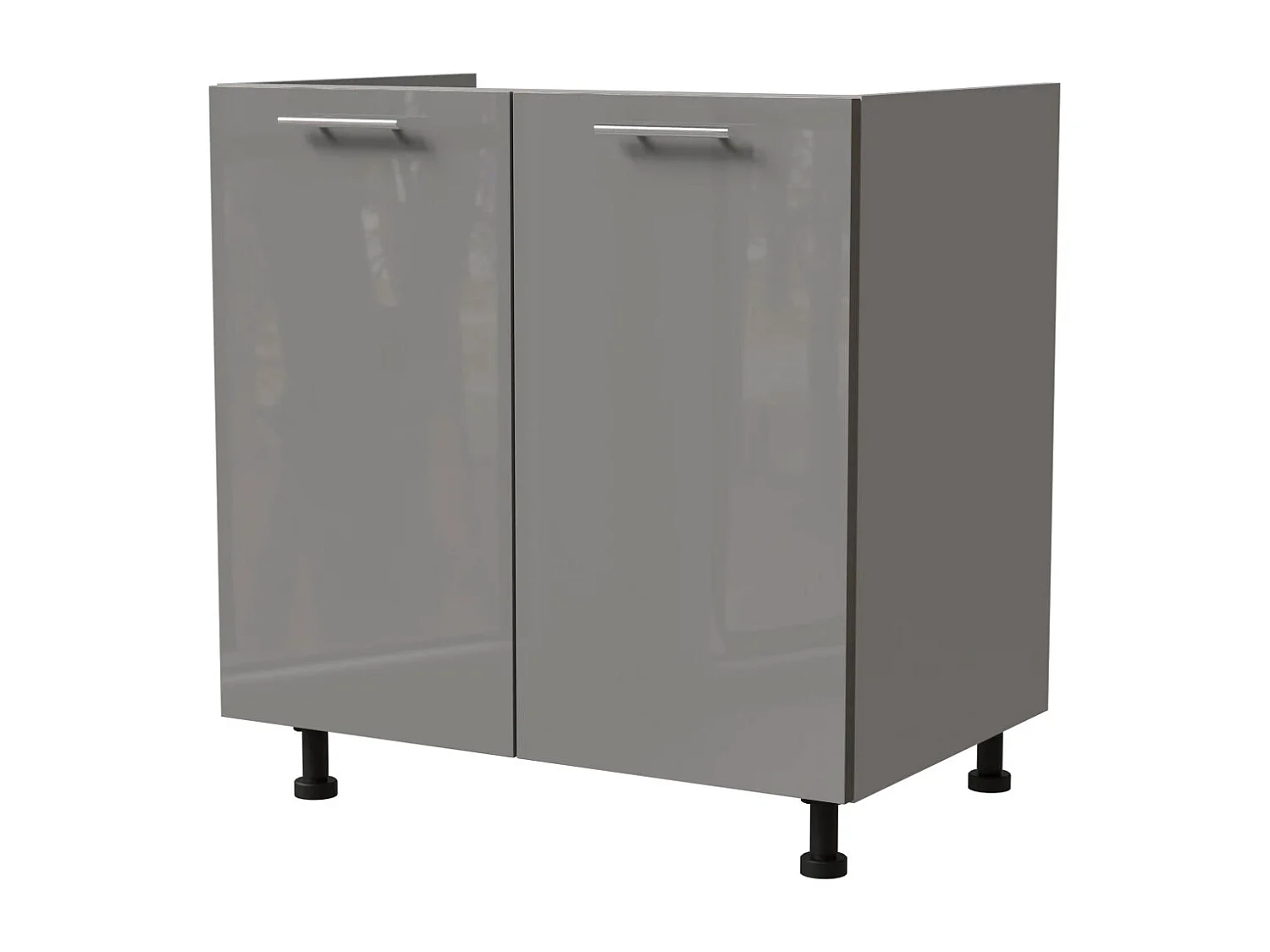 SPÜLENUNTERSCHRANK Essen D8Z/80 Grau Hochglanz / Grau Matt 80 / 50 / 82cm