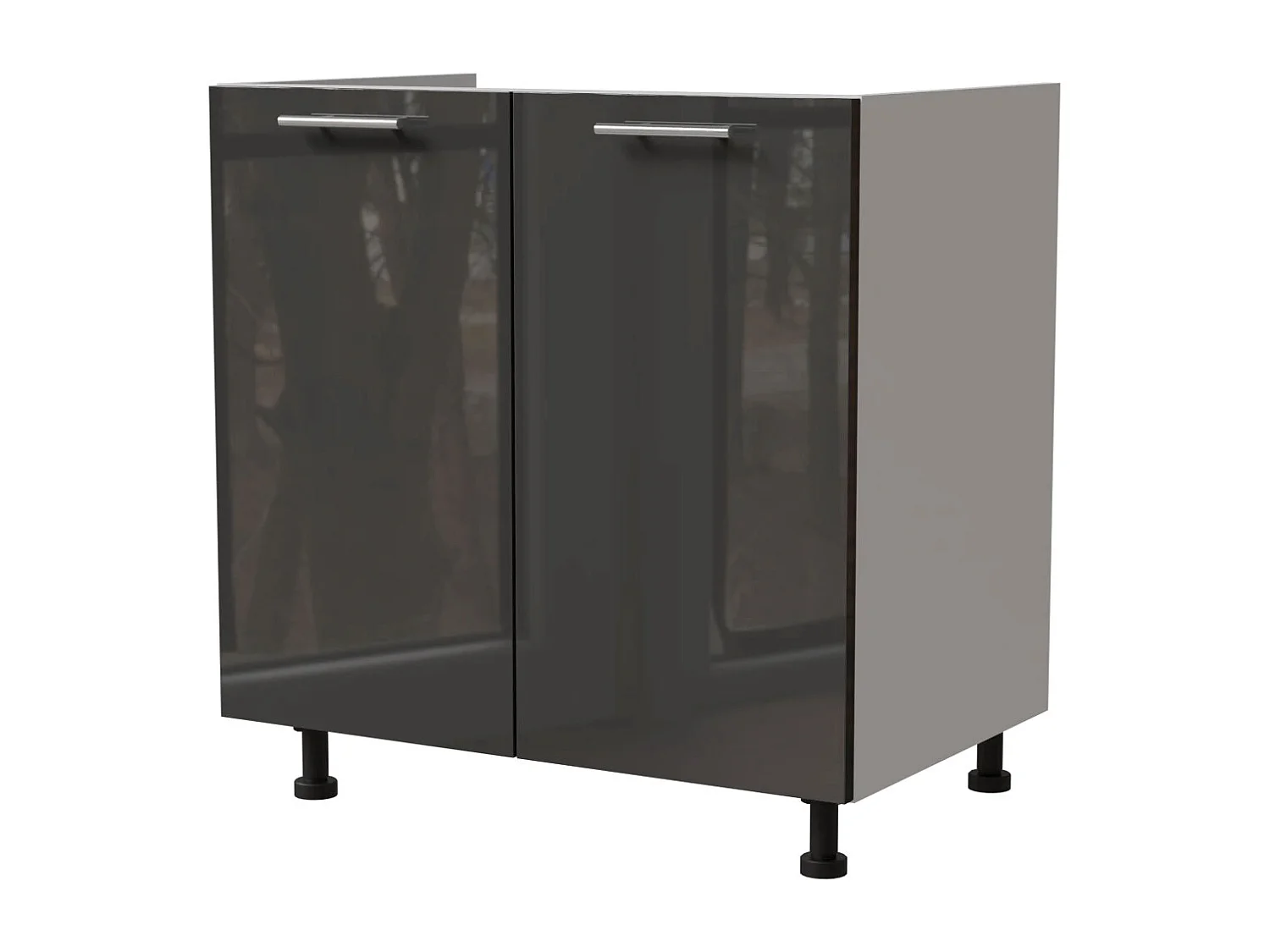 SPÜLENUNTERSCHRANK Essen D8Z/80 Graphit Hochglanz / Weiß Matt 80 / 50 / 82cm