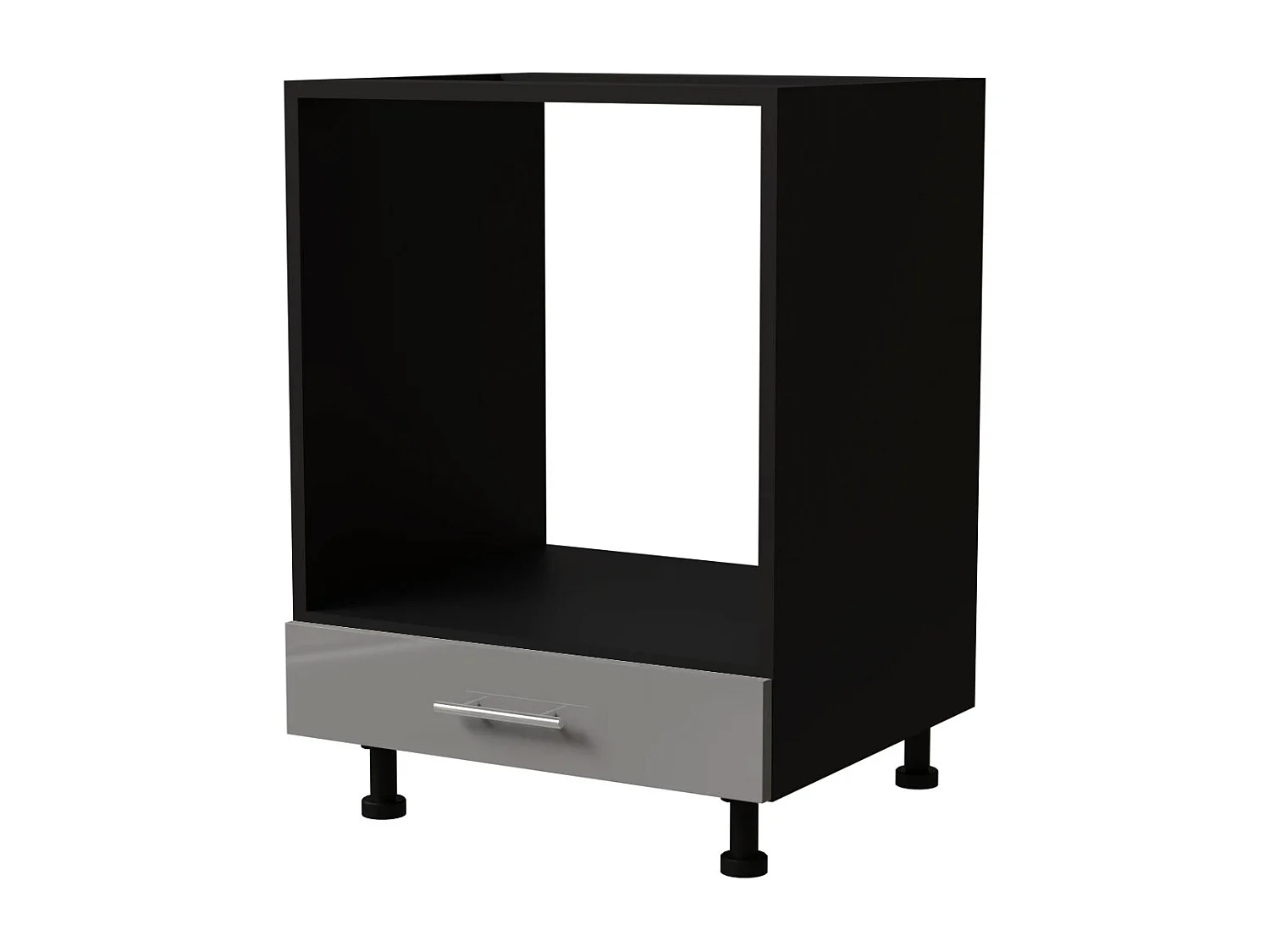 HERDUMBAUSCHRANK Essen D11K/60 Grau Hochglanz / Schwarz Matt 60 / 50 / 82cm
