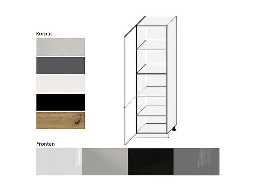 VORRATSSCHRANK Essen D14/DP/60/207 Weiß Hochglanz / Lava Matt 60 / 59 / 207cm